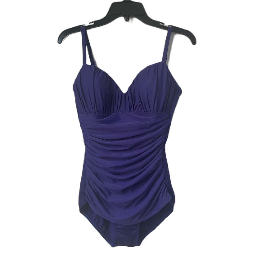 Miraclesuit ruched slimming one piece swimwear bathing suit size 10 summer beach